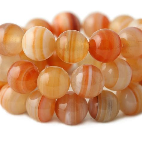 Natural Loose Banded Red Sardonyx Agat Beads Round Stripe For Jewelry