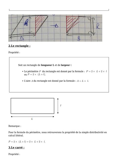 Solution Aires Et Perimetres De Figures Cours De Maths En Eme Studypool