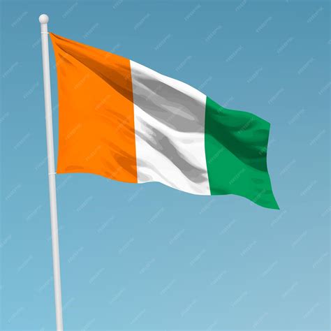 Premium Vector Waving Flag Of Ivory Coast On Flagpole Template For