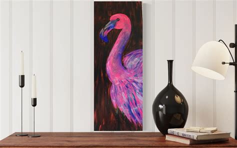 Flamingo Canvas Wall Art. Pink Flamingo Bird Wall Decor,hand Painted ...