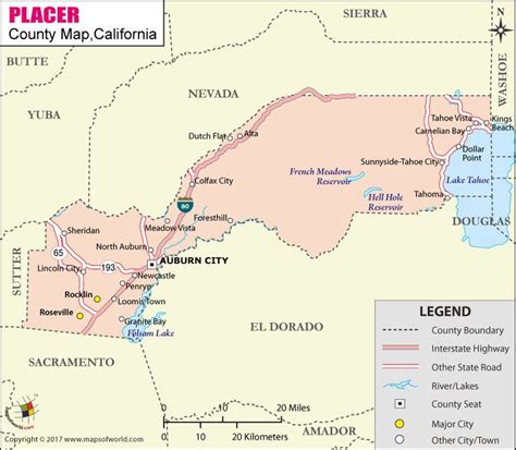 Placer County Map in 2022 | Placer county, County map, Mariposa county