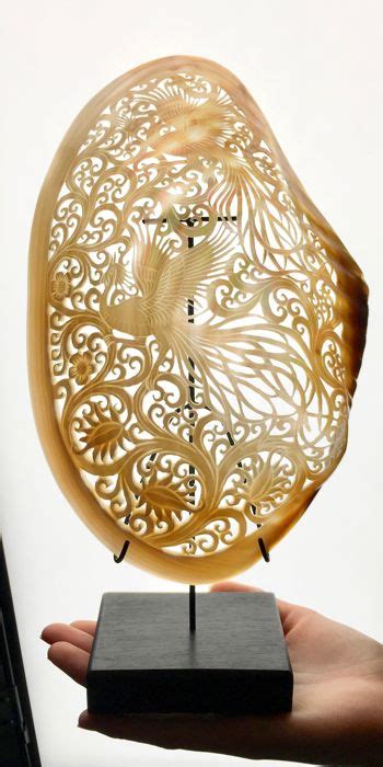 Large Engraved Mother Of Pearl Shell Carving Of Exquisite Catawiki