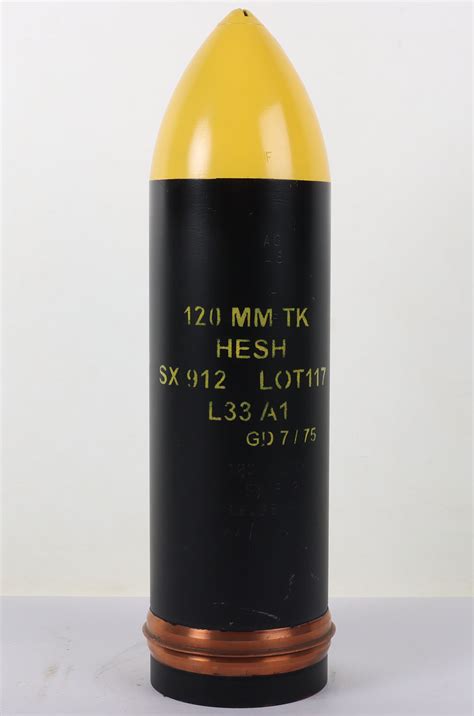 Inert British 120 Mm Shell Inert Tk Hesh L33a1 4 94 Stamped And