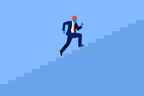 Business Startup Concept Businessman Running The Stairs Up To Be