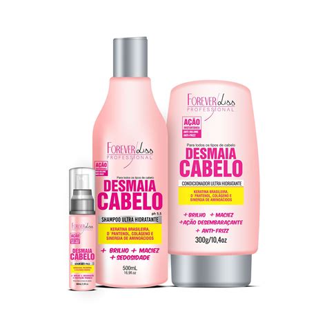 Kit Desmaia Cabelo Shampoo Condicionador E S Rum Forever Liss Leave In