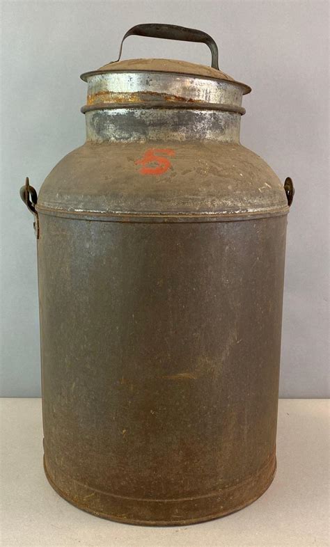 At Auction 5 Gallon Galvanized Metal Milk Can