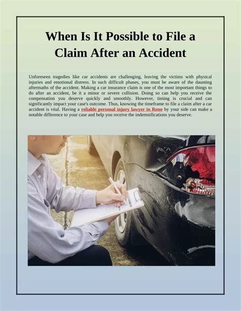 Ppt When Is It Possible To File A Claim After An Accident Powerpoint