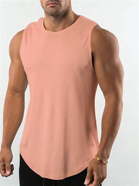 Homme Débardeur Top Maillot De Corps Chemise Musclée Plein Col Ras Du Cou Extérieur Athleisure