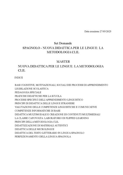 CLIL SPAGNOLO NUOVA DIDATTICA PER LE LINGUE LA METODOLOGIA CLIL