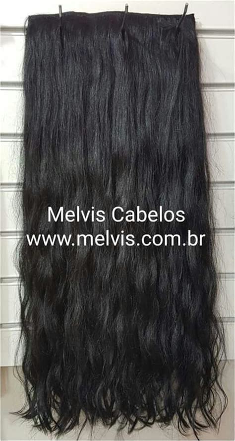 Aplique Tic Tac Cabelo Humano Preto Tingido Ondulado 62cm 200Gr