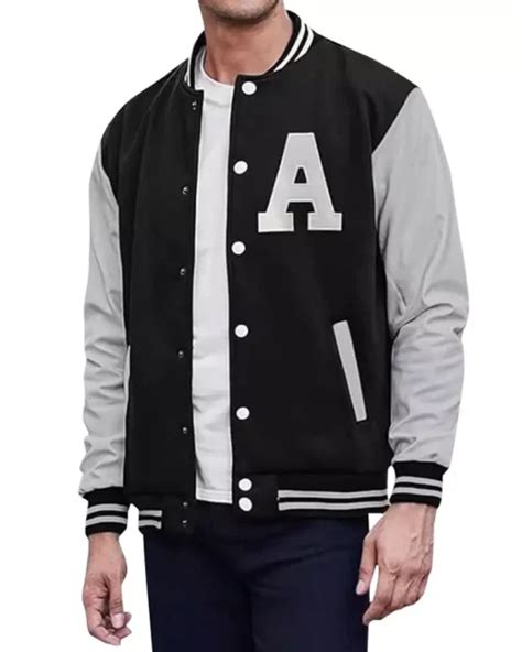 black  grey varsity jacket black  grey bomber jacket