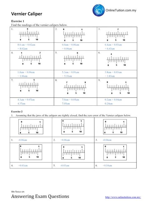 12 Reading Vernier Caliper Worksheet Reading Worksheets Vernier Caliper Worksheets