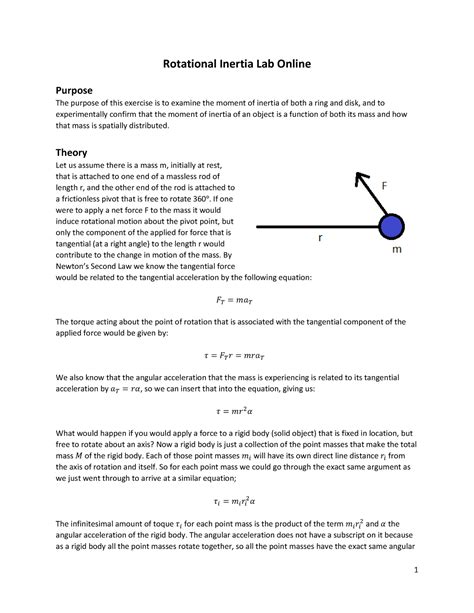 Moment Of Inertia Lab Rotational Inertia Lab Online Purpose The