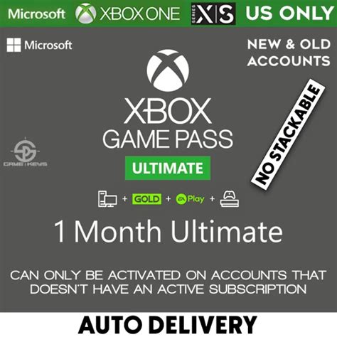 [auto] Xbox Game Pass Ultimate 1 Month Key Us Only No Stackable Xbox One Games Gameflip