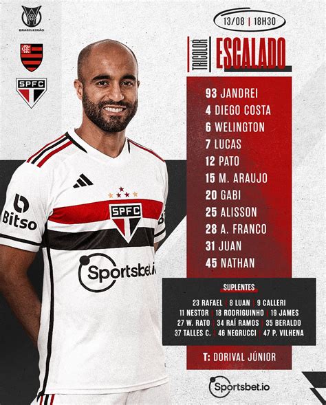 Confira a escalação do São Paulo para enfrentar o Flamengo no Brasileirão