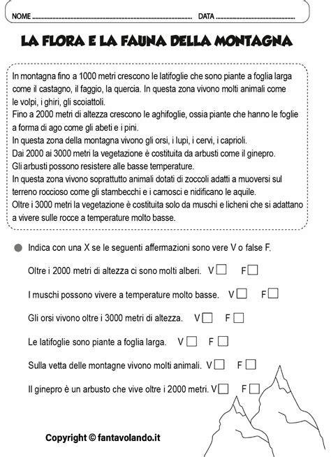 Schede Didattiche Di Geografia La Collina E La Montagna Fantavolando