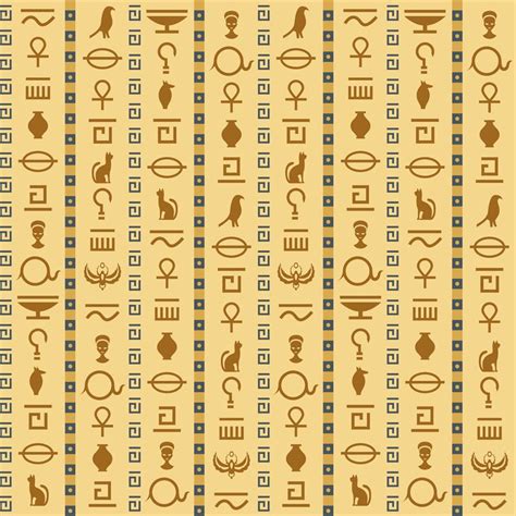 Ancient Egypt Egyptian Hieroglyphs Seamless Pattern Antique Elements