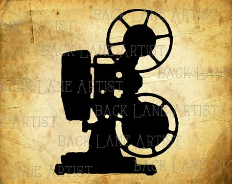 Vintage Film Movie Projector Silhouette Clipart Lineart Illustration ...