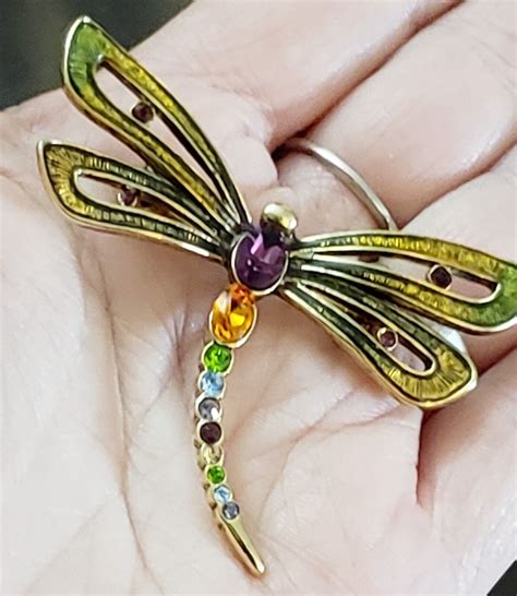 Vintage Monet Dragonfly Multi Color Rhinestone Enamel Gem