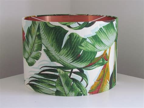 Handmade Retro Botanical Banana Palm Leaves Tropical Brushed Etsy In 2020 Drum Lampshade