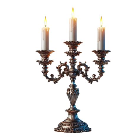 Three Candle Candelabra Against White Background Three Candle