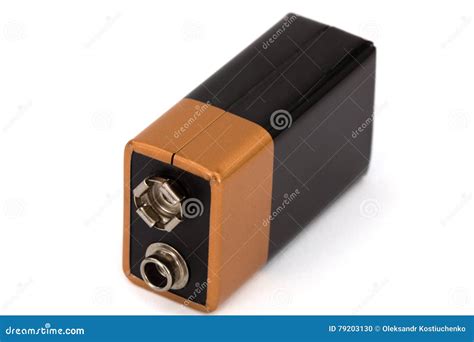 One Square Battery, Isolated on White Background Stock Photo - Image of ...