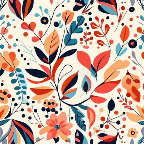 Seamless Floral Pattern With Colorful Flowers And Leaves Vector