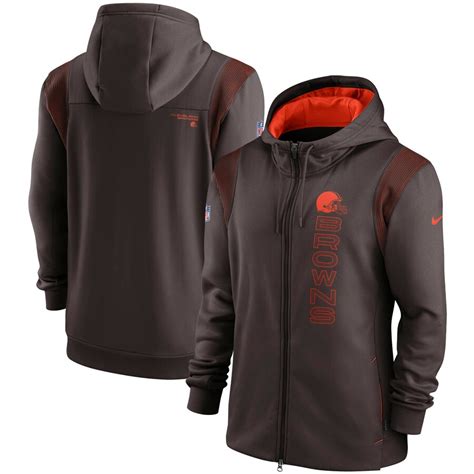 Mens Nike Brown Cleveland Browns Sideline Team Performance Full Zip Hoodie