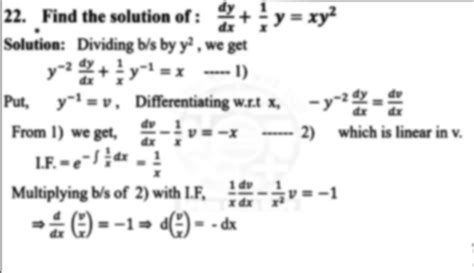 SOLUTION Bernoulli S Differential Equation Is Of The Form Studypool