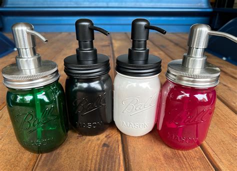 Mason Jar Soap Dispensers Multiple Colors Available Etsy