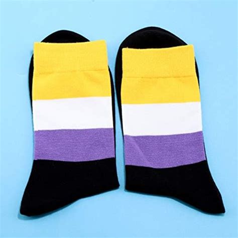 Jxgzso 2 Pairs Non Binary Pride Flag Socks Non Binary Ts