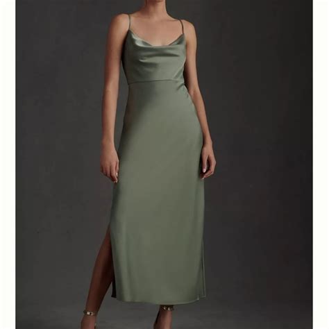 Bhldn Dresses Bhldn Cali Satin Cowlneck Midi Slip Dress Poshmark