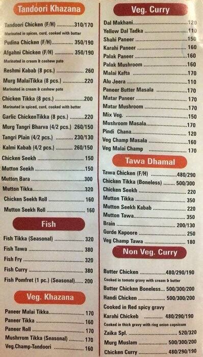 Menu At Zaika Bar Be Que New Delhi