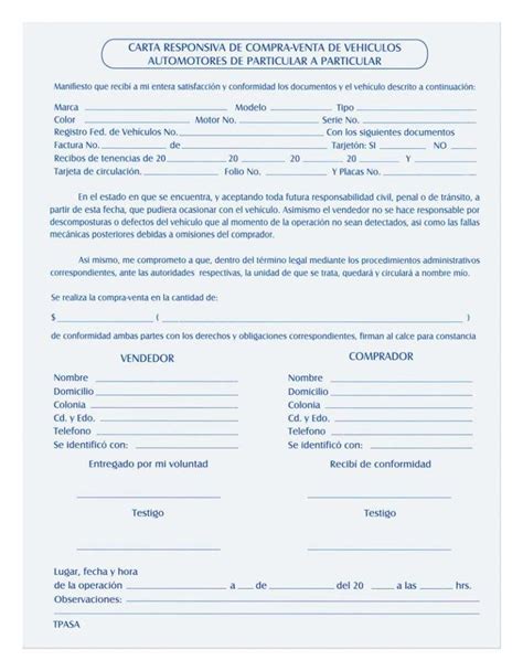 Carta Responsiva De Compraventa De Auto Pdf Contactlasopa Porn Sex