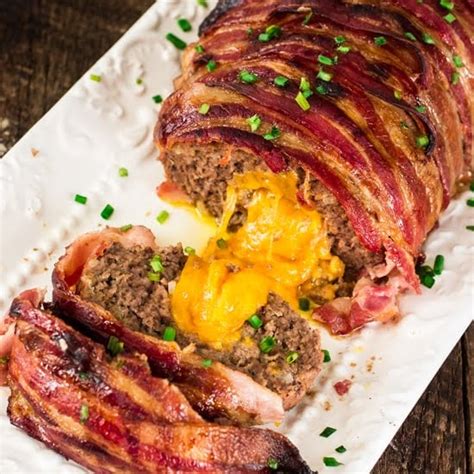 Bacon Wrapped Cheese Stuffed Meatloaf Olivias Cuisine