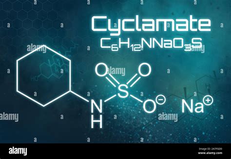 Chemical Formula Of Sodium Cyclamate On A Futuristic Background Stock