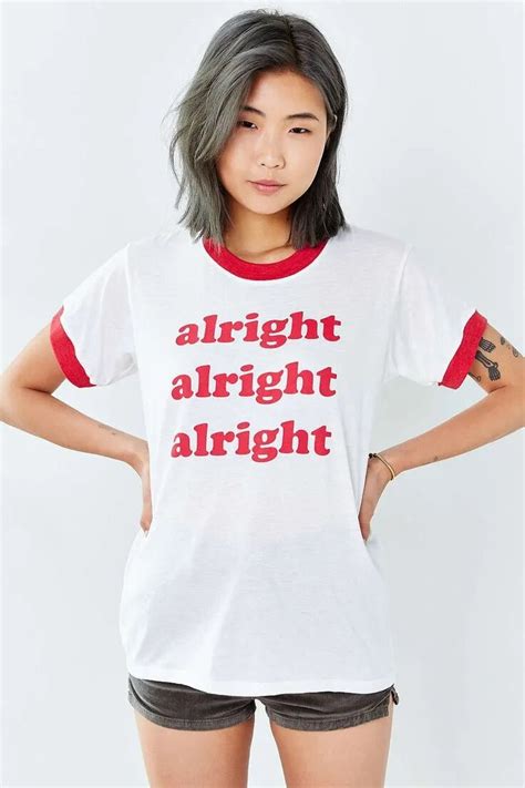 Alright Alright Tumblr Shirts Ringer Tee Red Letter Print Graphic T Shirt Women Men Cotton