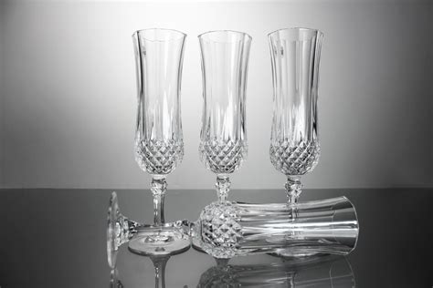 Crystal Champagne Flutes Cristal Darques Durand Longchamp Cut Crystal Set Of 4 Barware