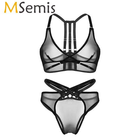 Jual Preorder Wanita Melihat Melalui Sheer Mesh Lingerie Seksi Set