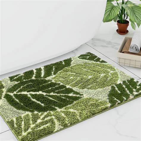 Panstar Large Monstera Leaf Bath Mat Non Slip Green Plant