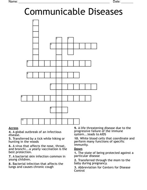 Disease Crossword Puzzle Clue Captions Todays