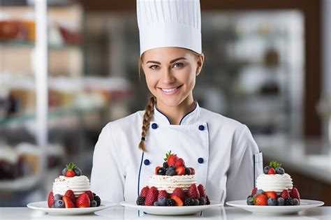 Premium Photo | Young woman pastry chef in uniform appearance in ...