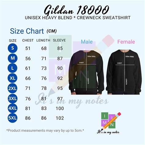 Gildan 18000 Unisex Heavy Blend Crewneck Sweatshirt Size Chart In