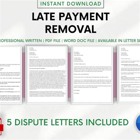 Credit Late Payment Removal Letter Etsy