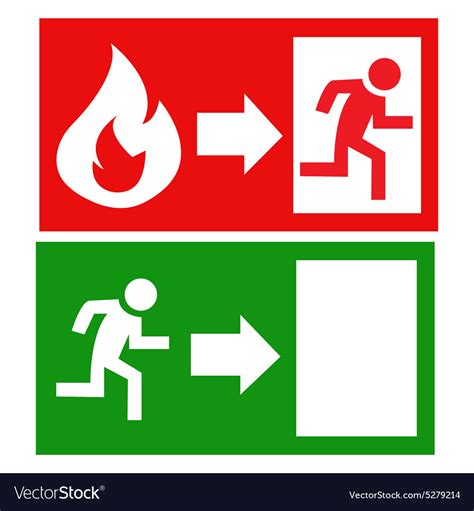 Fire exit signs Royalty Free Vector Image - VectorStock