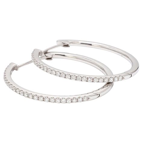 Martin Katz 18 Karat White Gold And Diamond Hoop Earrings 3 60 Carat At