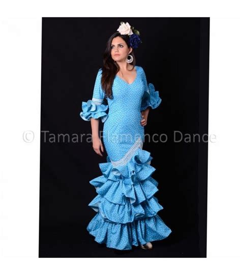 Roal Camelia Azul Claro Lunares Trajes De Flamenca Mujer