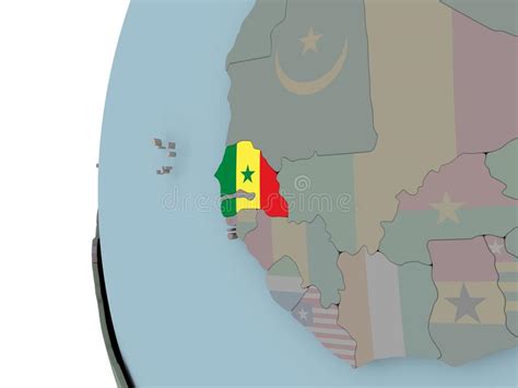 Senegal Con La Bandera En El Globo Stock De Ilustraci N Ilustraci N