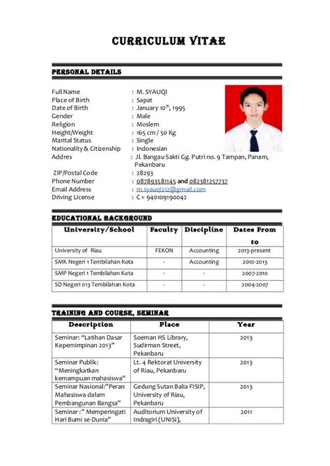 Detail Contoh Cv Lamaran Kerja Word Koleksi Nomer 18