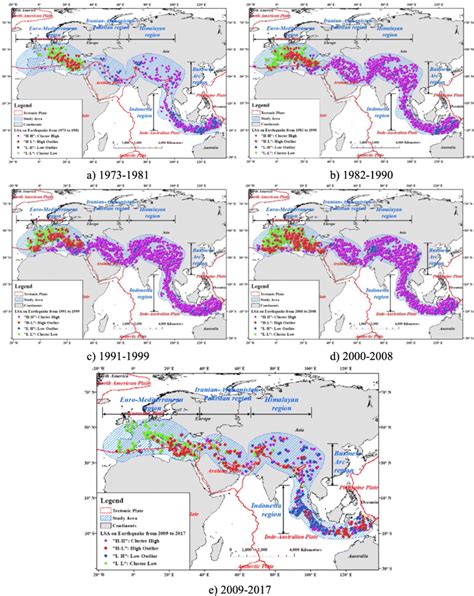 The LSA clustering of the Alpide Himalayan seismic belt from 1973 to ...